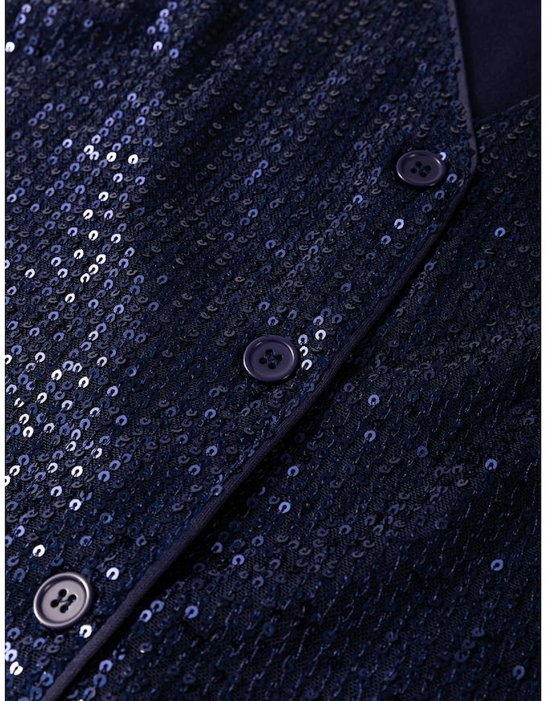 Dirty blue Sequined Deep V Neck Buttoned Tank Top