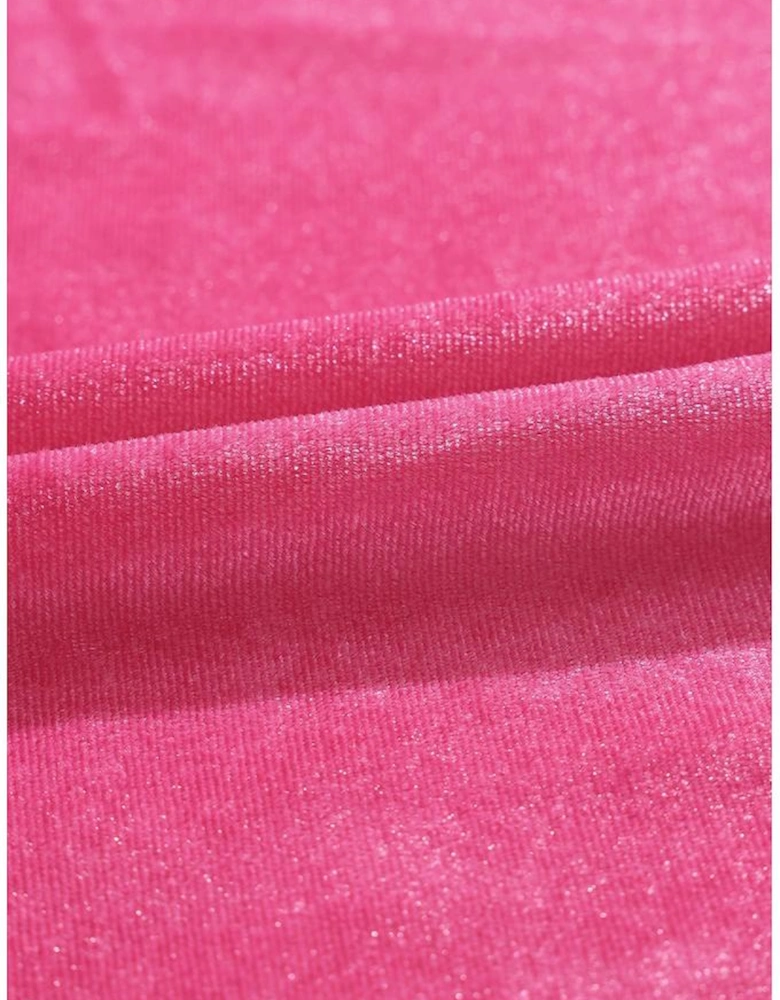 Rose Frilled Neck Smocked Bodice Velvet Dress