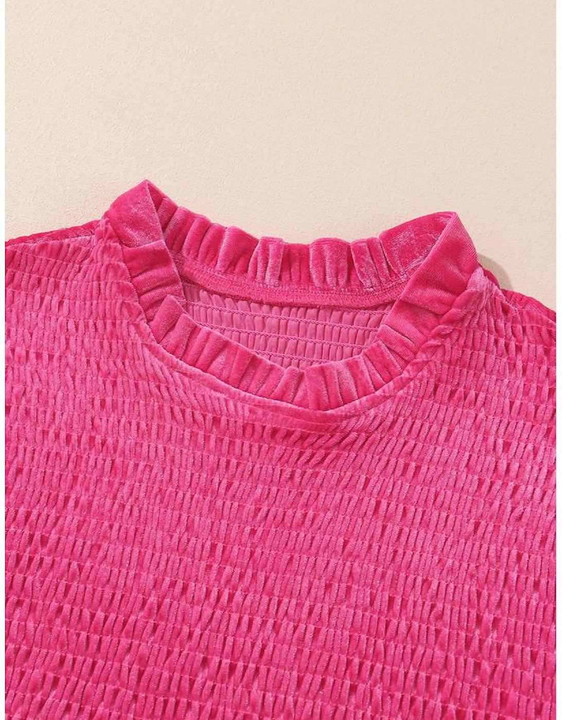 Rose Frilled Neck Smocked Bodice Velvet Dress, 12 of 11