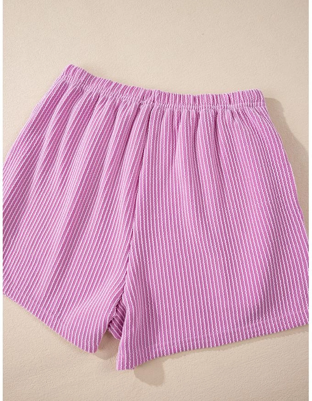 Phalaenopsis Corded Knit Long Sleeve Top and High Waist Shorts Set