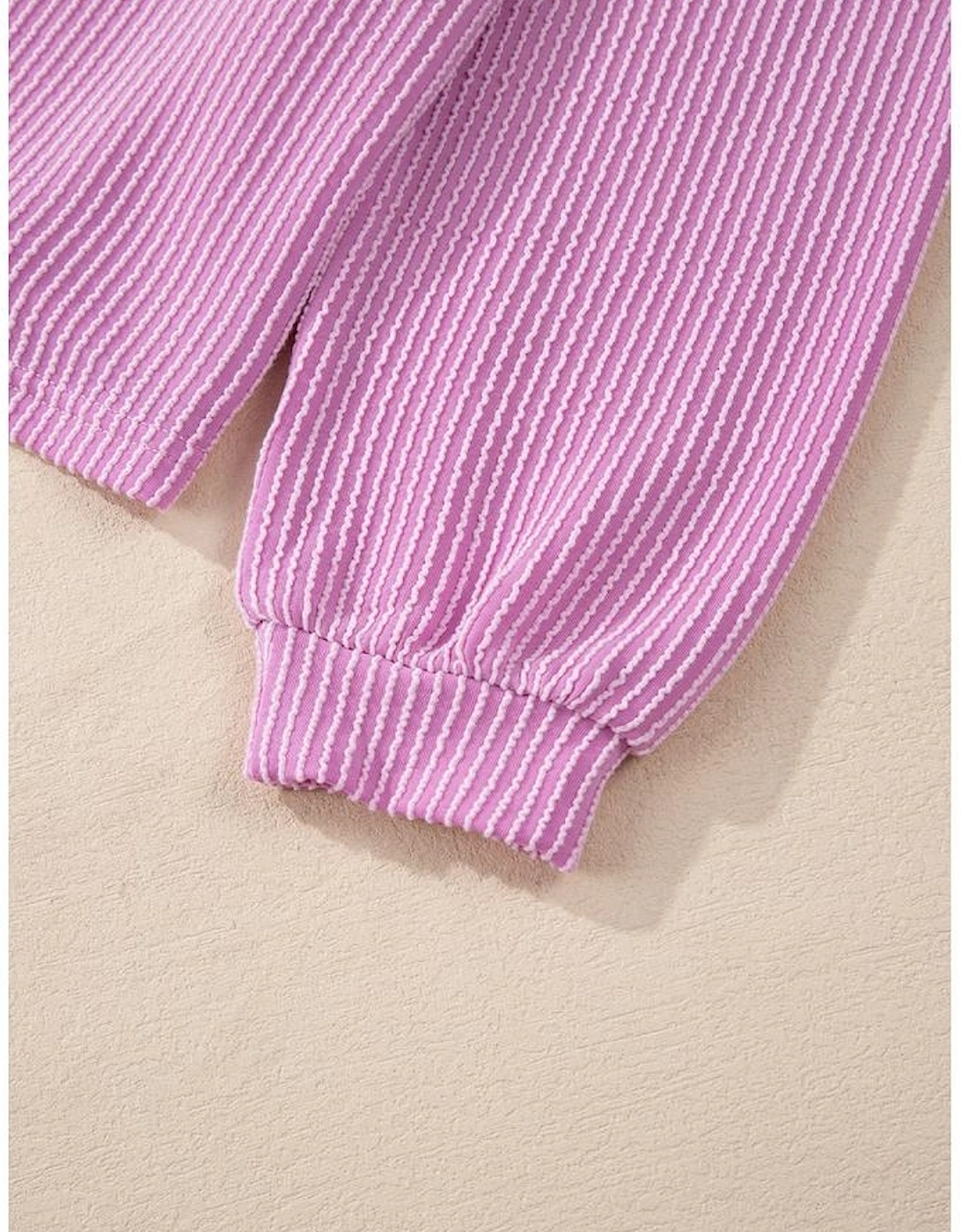 Phalaenopsis Corded Knit Long Sleeve Top and High Waist Shorts Set