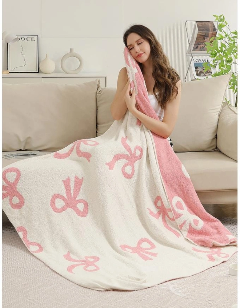 Azura Exchange Pink Bow Printed Cozy Soft Throw Blanket