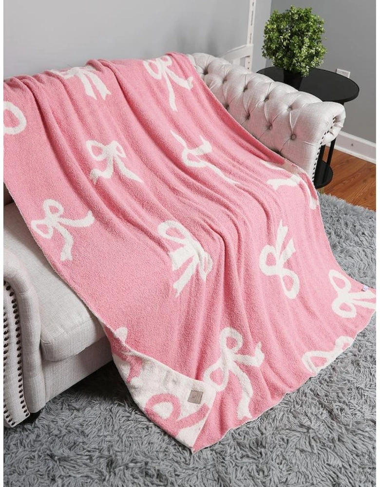 Azura Exchange Pink Bow Printed Cozy Soft Throw Blanket