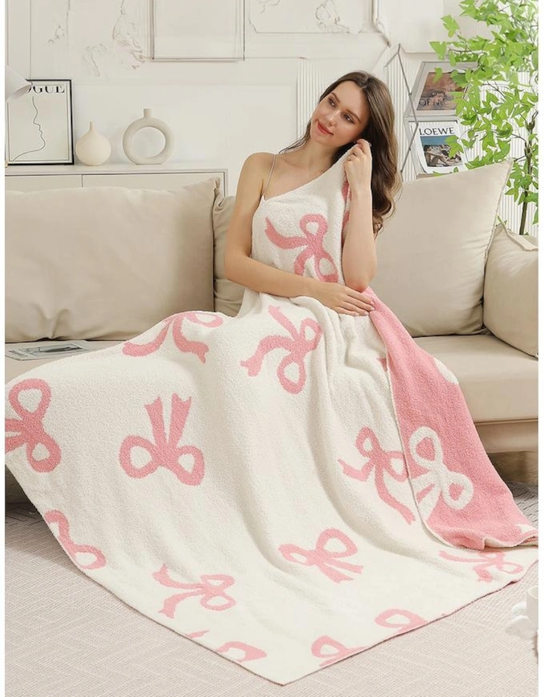 Azura Exchange Pink Bow Printed Cozy Soft Throw Blanket