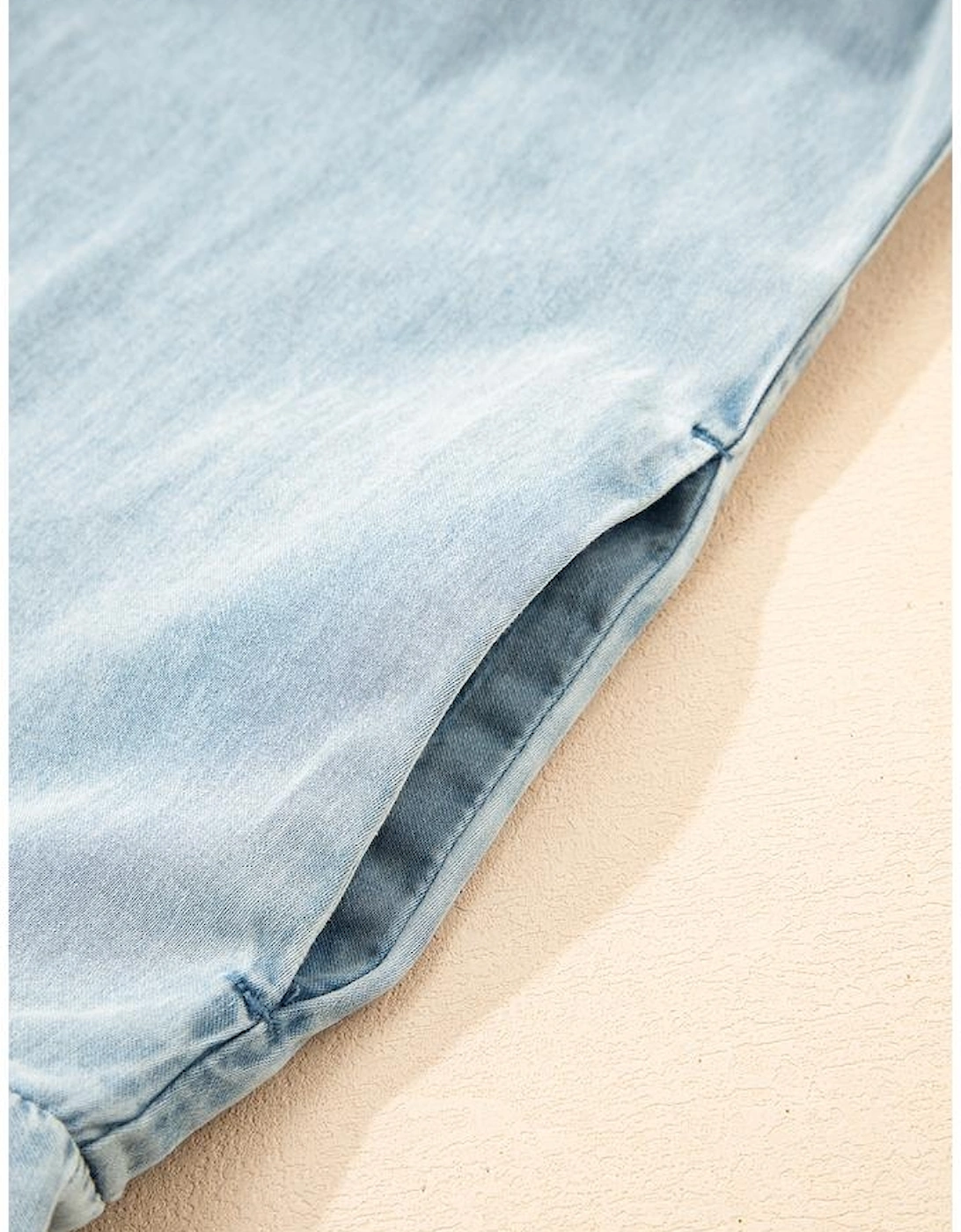 Beau Blue Bowknot Neck Sleeveless Ruffled Chambray Dress