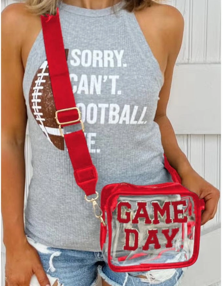 Fiery Red GAME DAY Rugby Football Clear Shoulder Bag