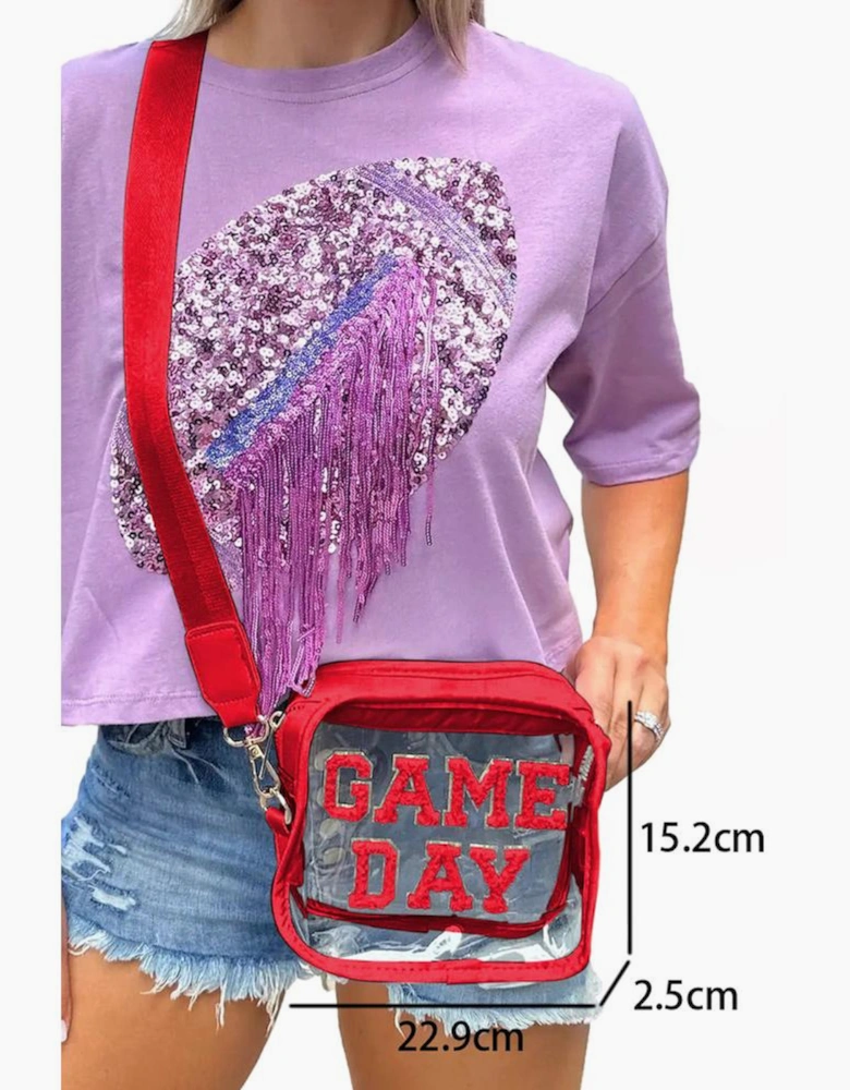 Fiery Red GAME DAY Rugby Football Clear Shoulder Bag