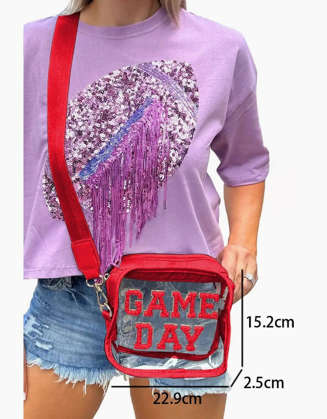 Fiery Red GAME DAY Rugby Football Clear Shoulder Bag