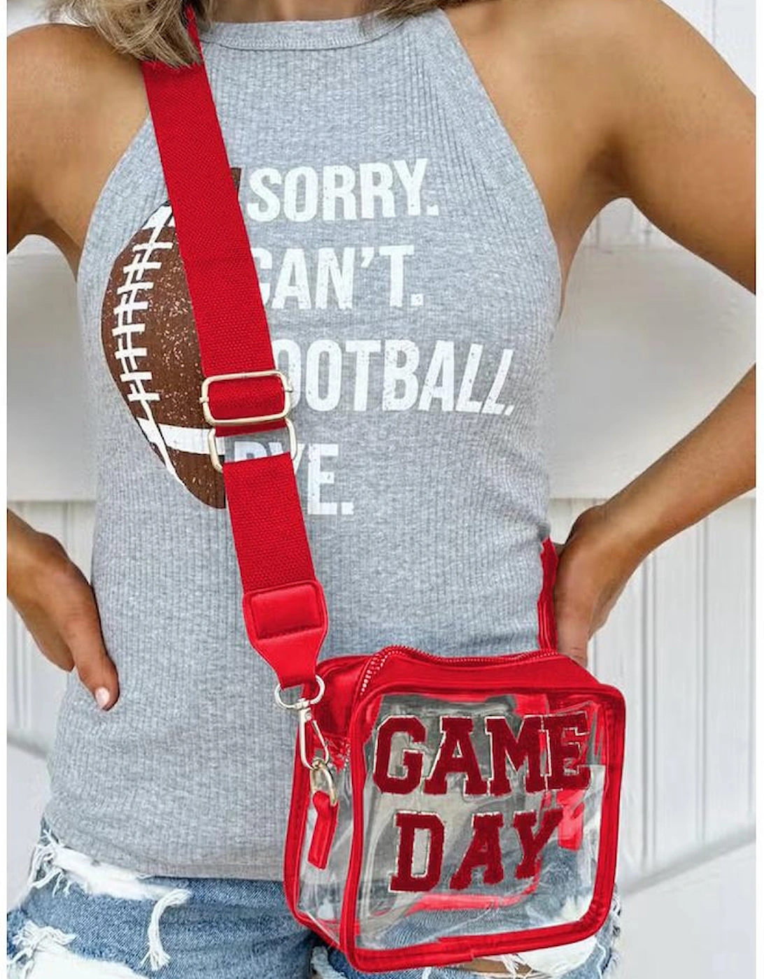 Fiery Red GAME DAY Rugby Football Clear Shoulder Bag, 9 of 8