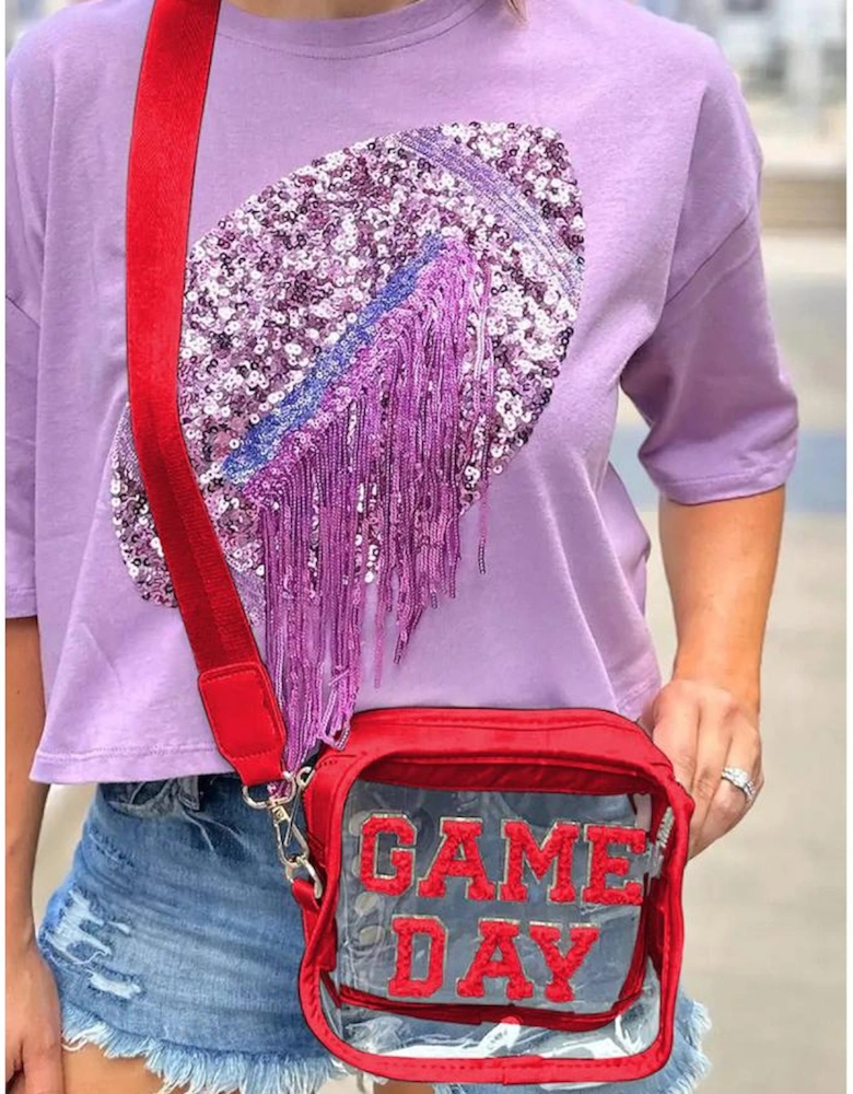 Fiery Red GAME DAY Rugby Football Clear Shoulder Bag