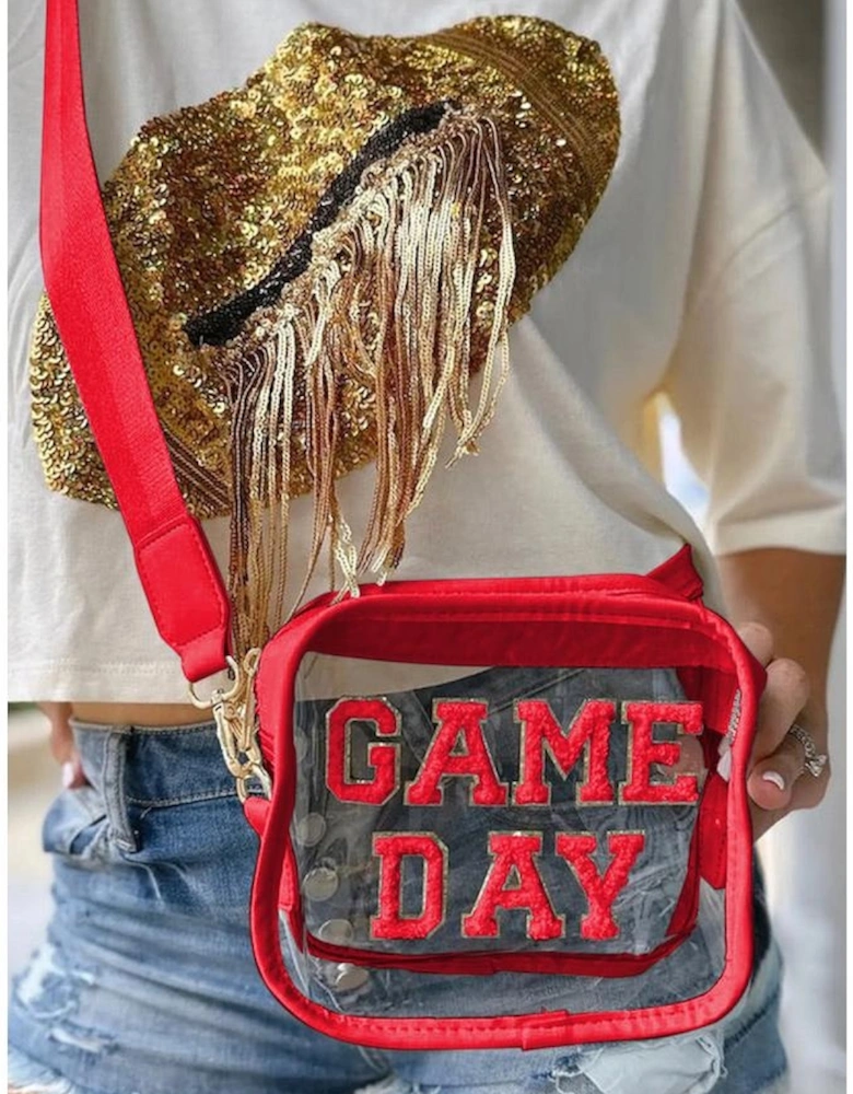 Fiery Red GAME DAY Rugby Football Clear Shoulder Bag