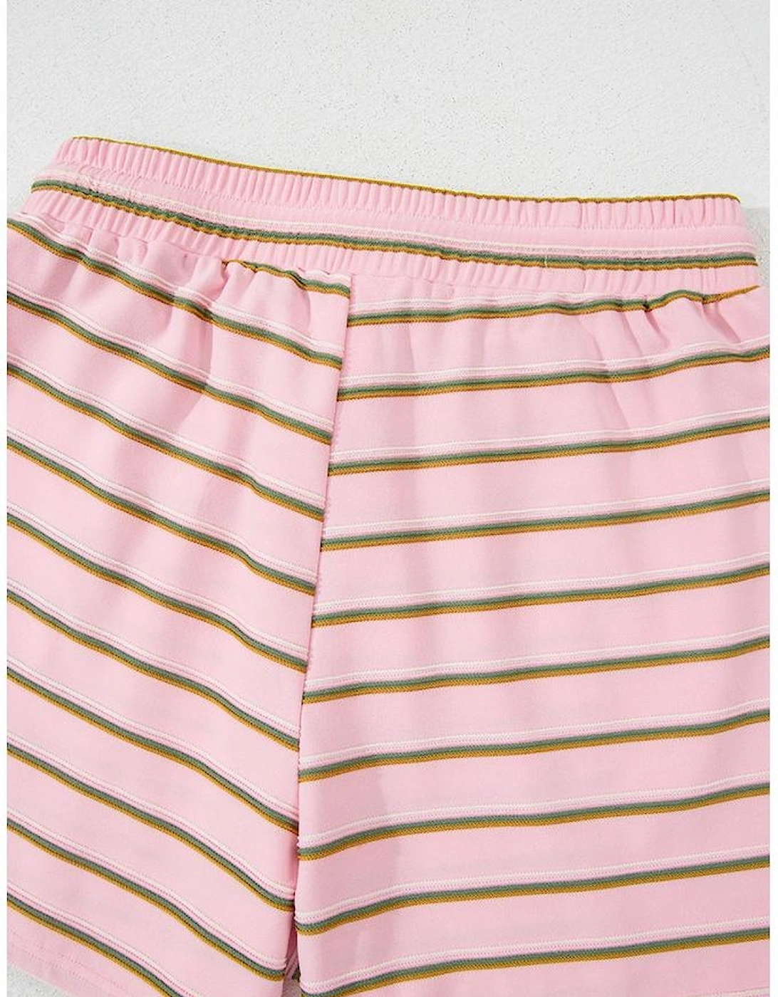 Pink Stripe Wide Short Sleeve Tee and Short Set