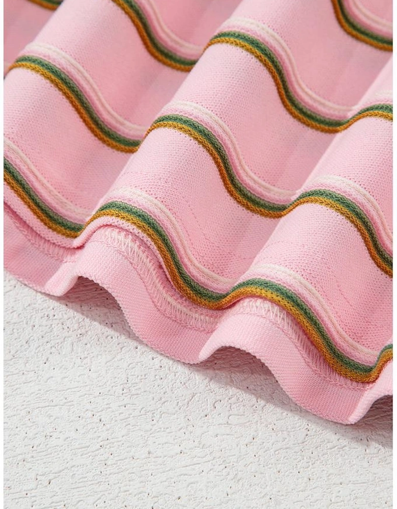 Pink Stripe Wide Short Sleeve Tee and Short Set