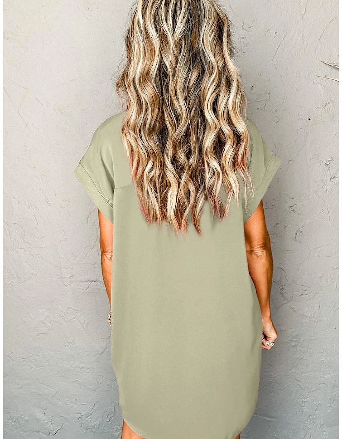 Laurel Green Buttoned Collar Shift T-shirt Mini Dress, 5 of 4