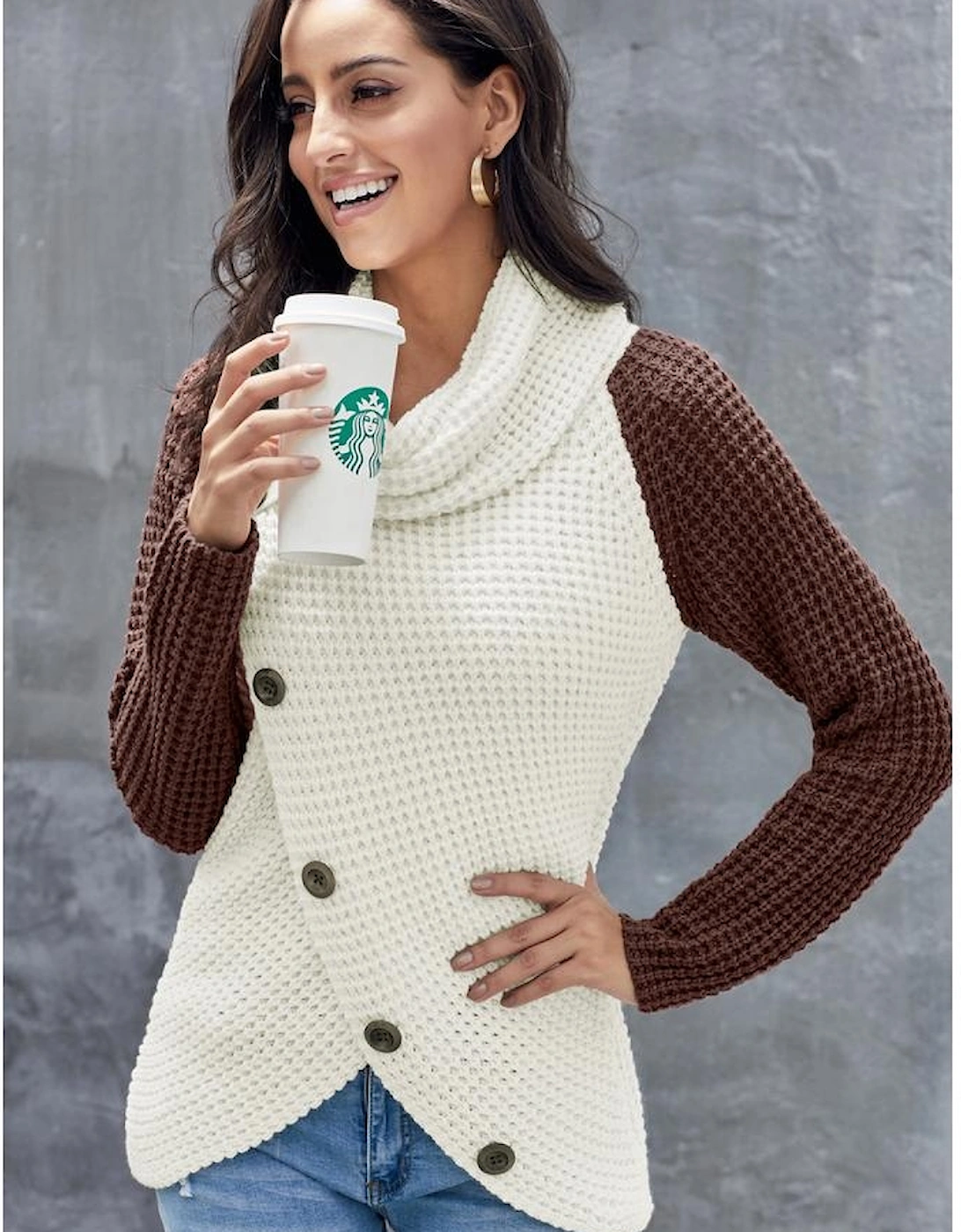 Azura Exchange Asymmetric Hem Wrap Pullover Sweater