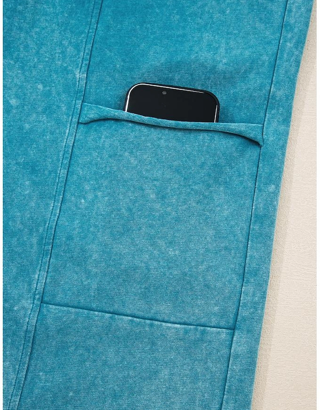 Lapis Mineral Wash Lace-up High Waist Raw Hem Patched Pocket Pants