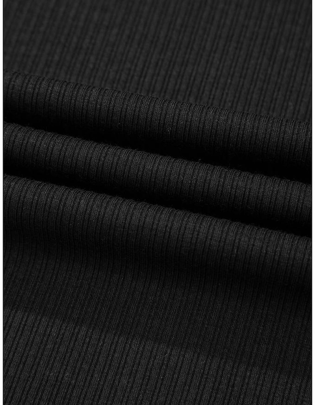 Black Flower Applique Mesh Long Sleeve V Neck Blouse