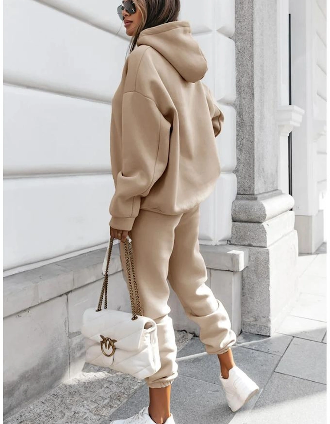 Pale Khaki Chunky Two-piece Hooded Sweatsuit