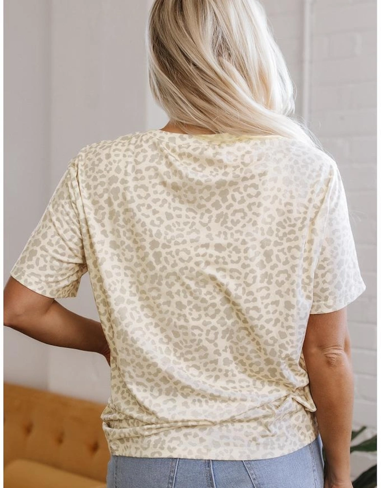 Yellow MAMA Letter Graphic Leopard Loose Tee