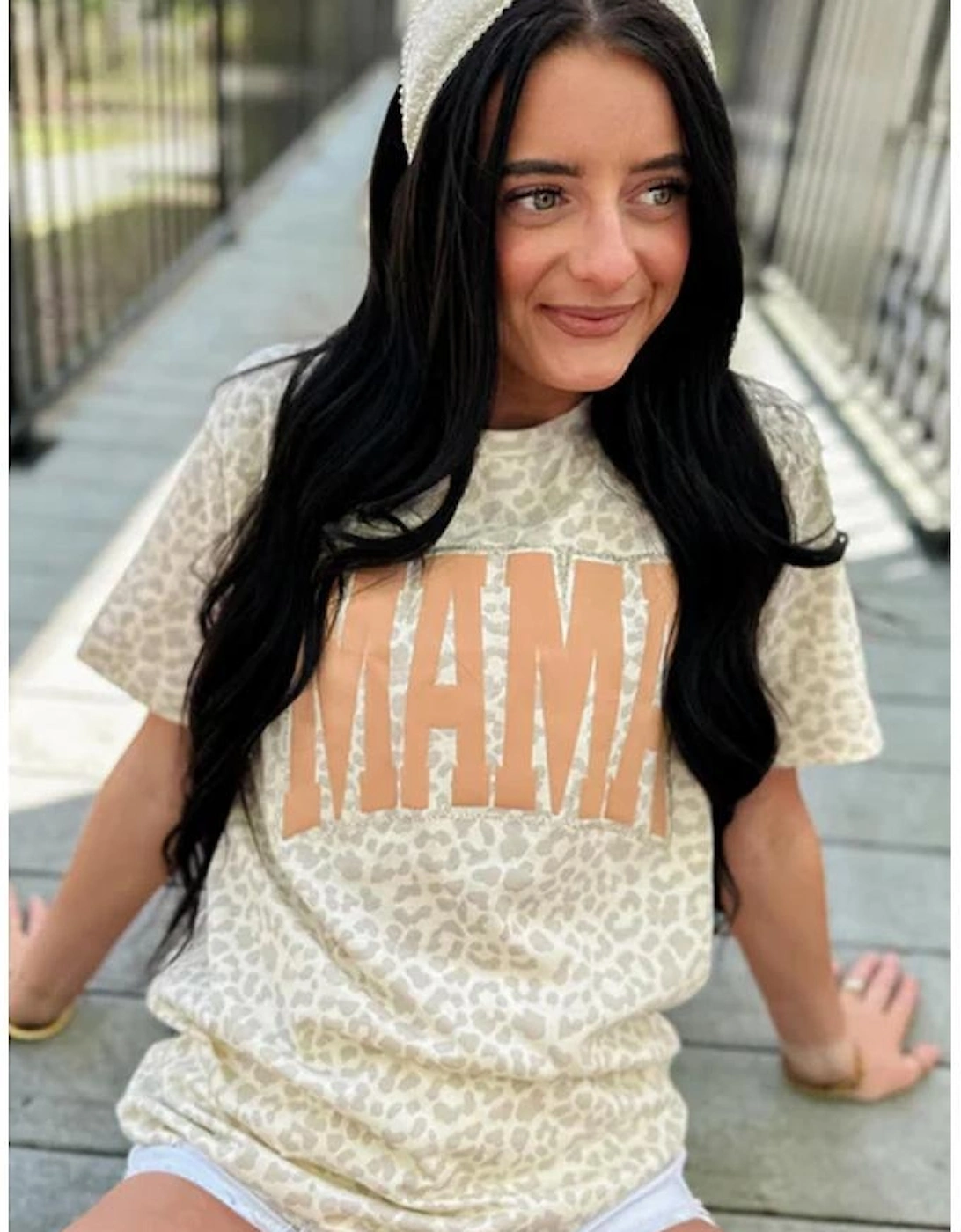 Yellow MAMA Letter Graphic Leopard Loose Tee