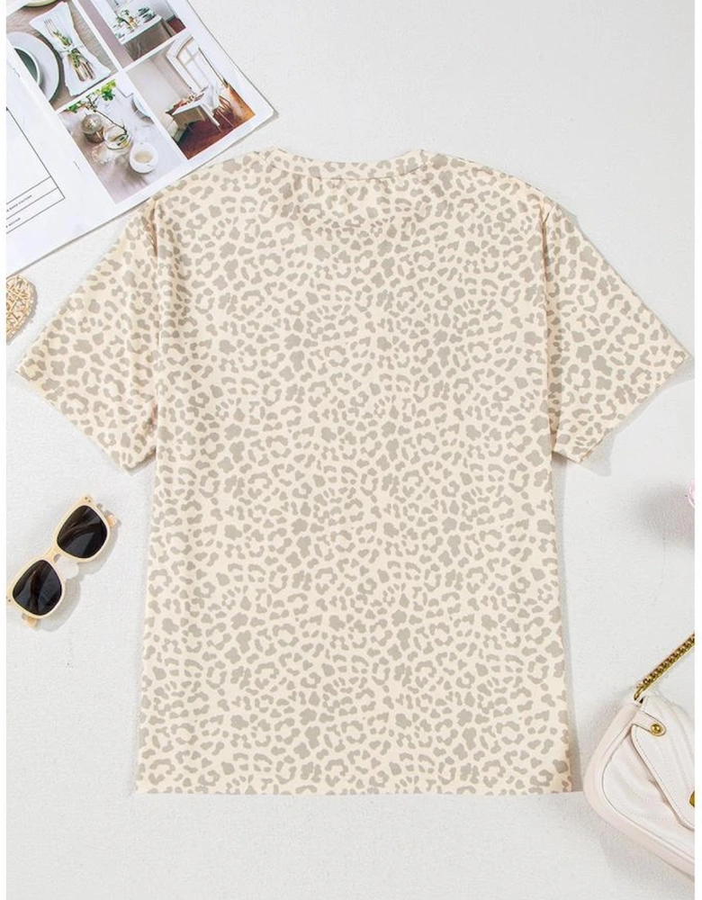 Yellow MAMA Letter Graphic Leopard Loose Tee