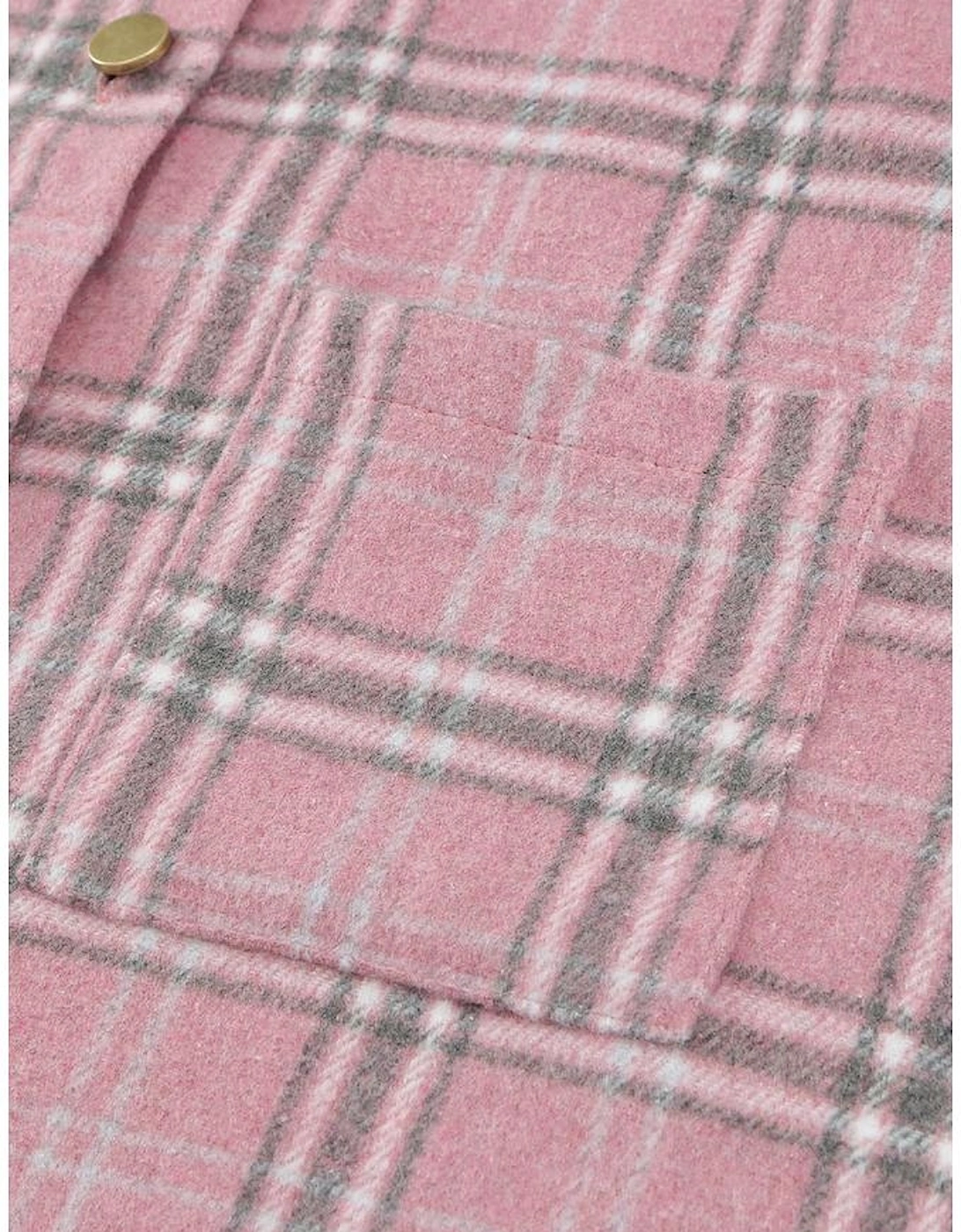 Pink Plaid Pattern Buttoned Shirt Coat with Slits