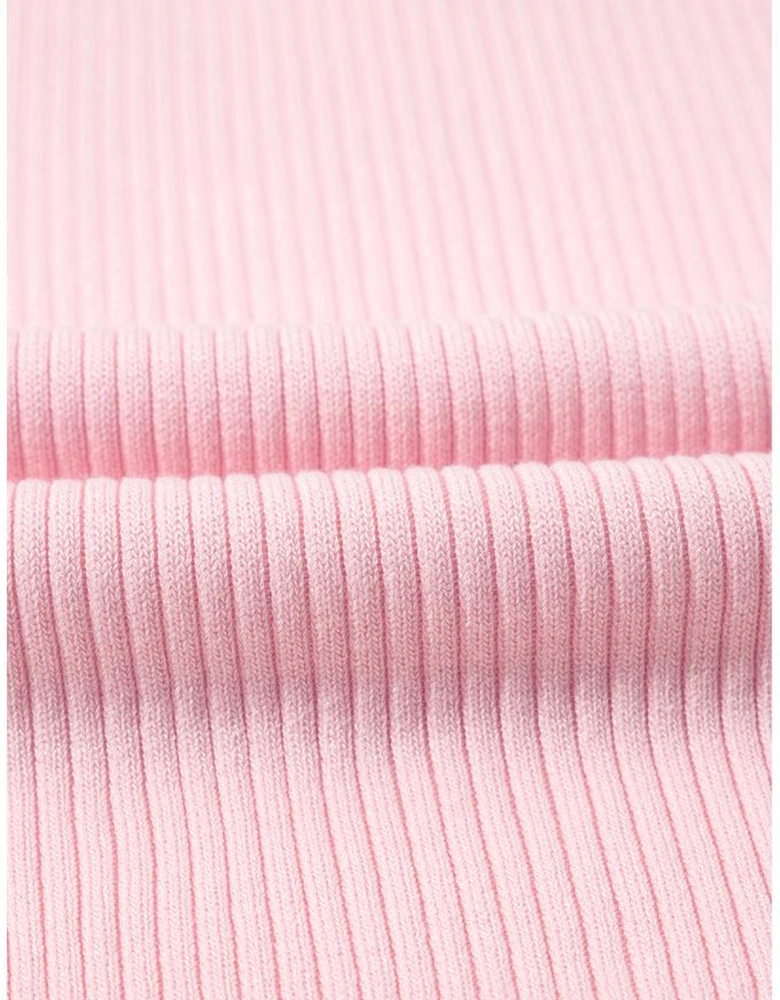 Pink Colorblock Edge Ribbed Knit U Neck Tank Top
