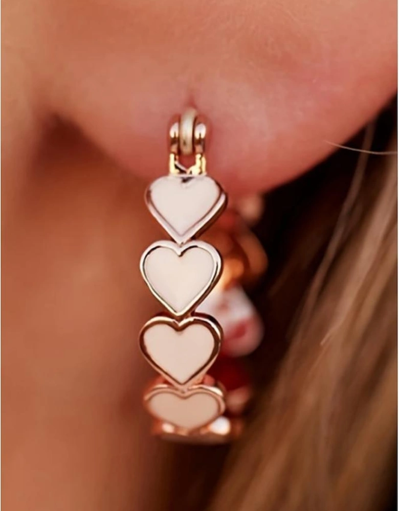 White Heart Shape Plated Alloy Small Hook Earrings