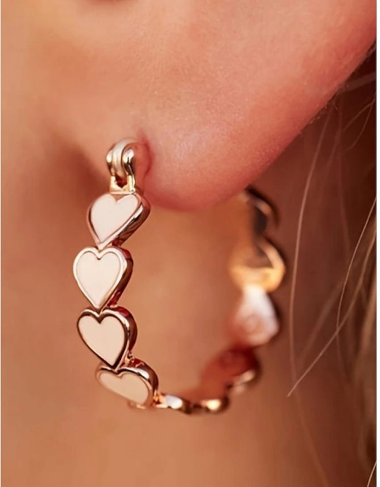 White Heart Shape Plated Alloy Small Hook Earrings