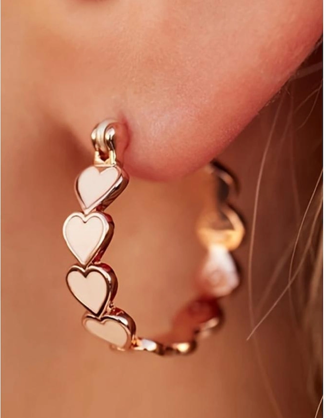 White Heart Shape Plated Alloy Small Hook Earrings