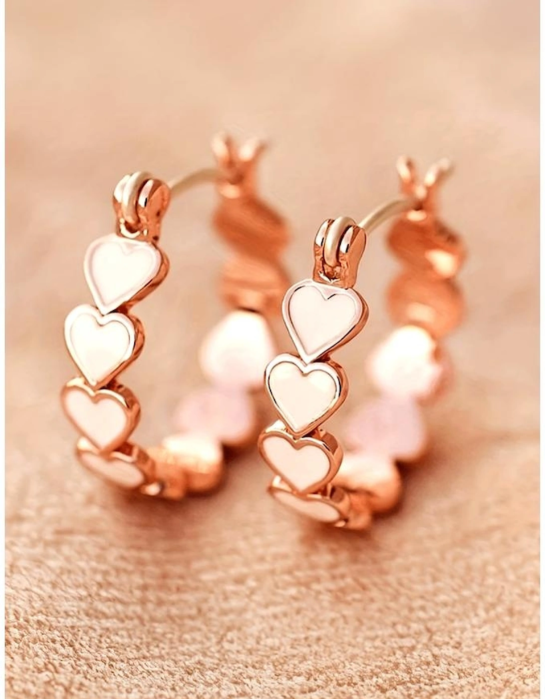 White Heart Shape Plated Alloy Small Hook Earrings