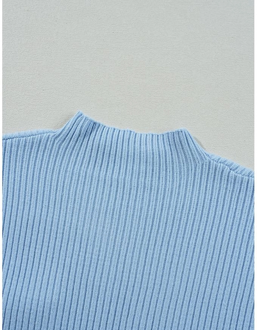 Beau Blue Patch Pocket Ribbed Knit Short Sleeve Sweater