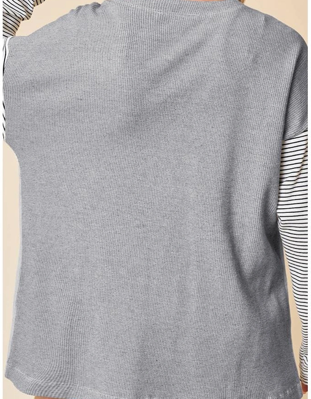 Black Stripe Colorblock Patchwork Open Front Cardigan with Pocket