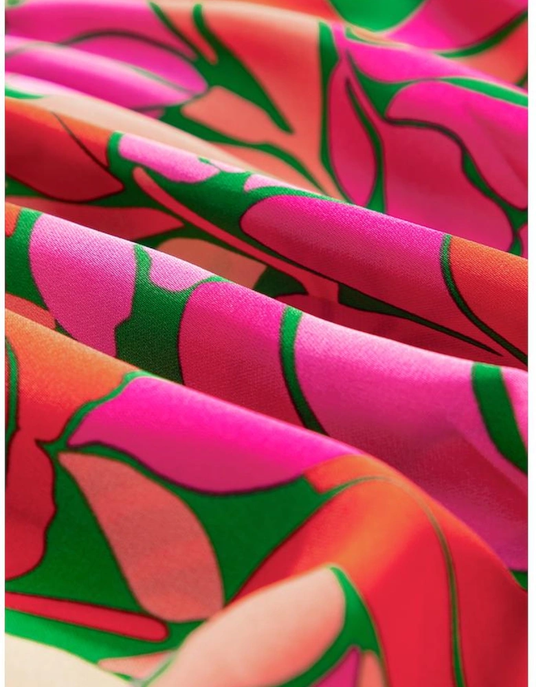 Rose Floral Short Sleeve Smocked Waist Maxi dress