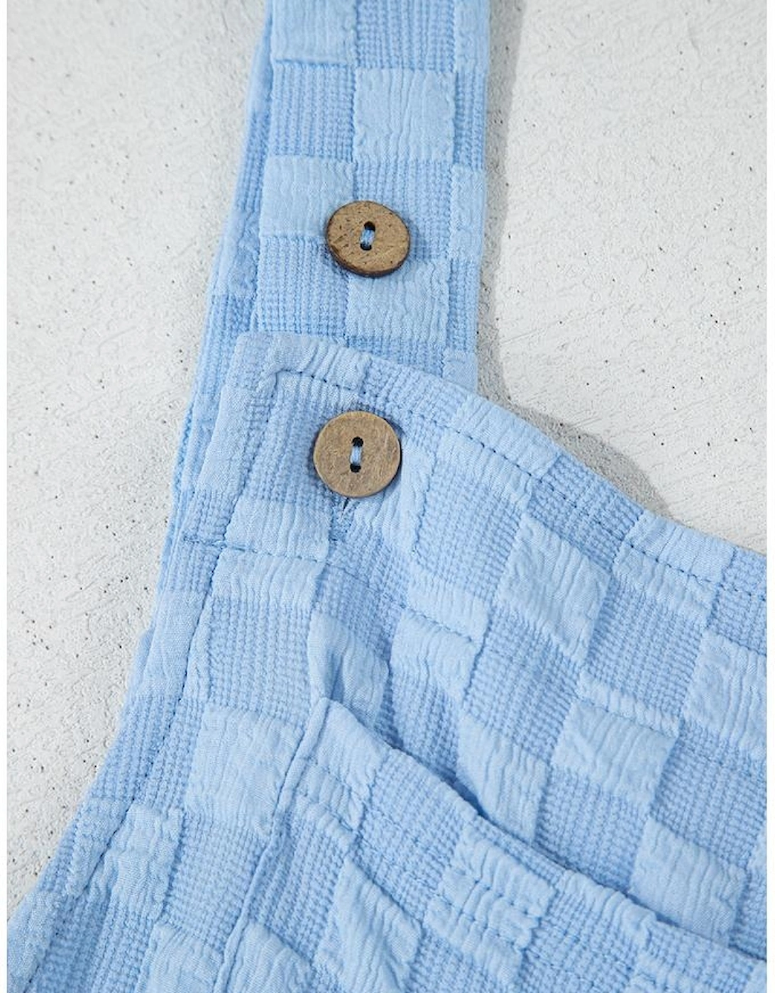 Beau Blue Checkered Pocketed High Waist Wide Leg Overall