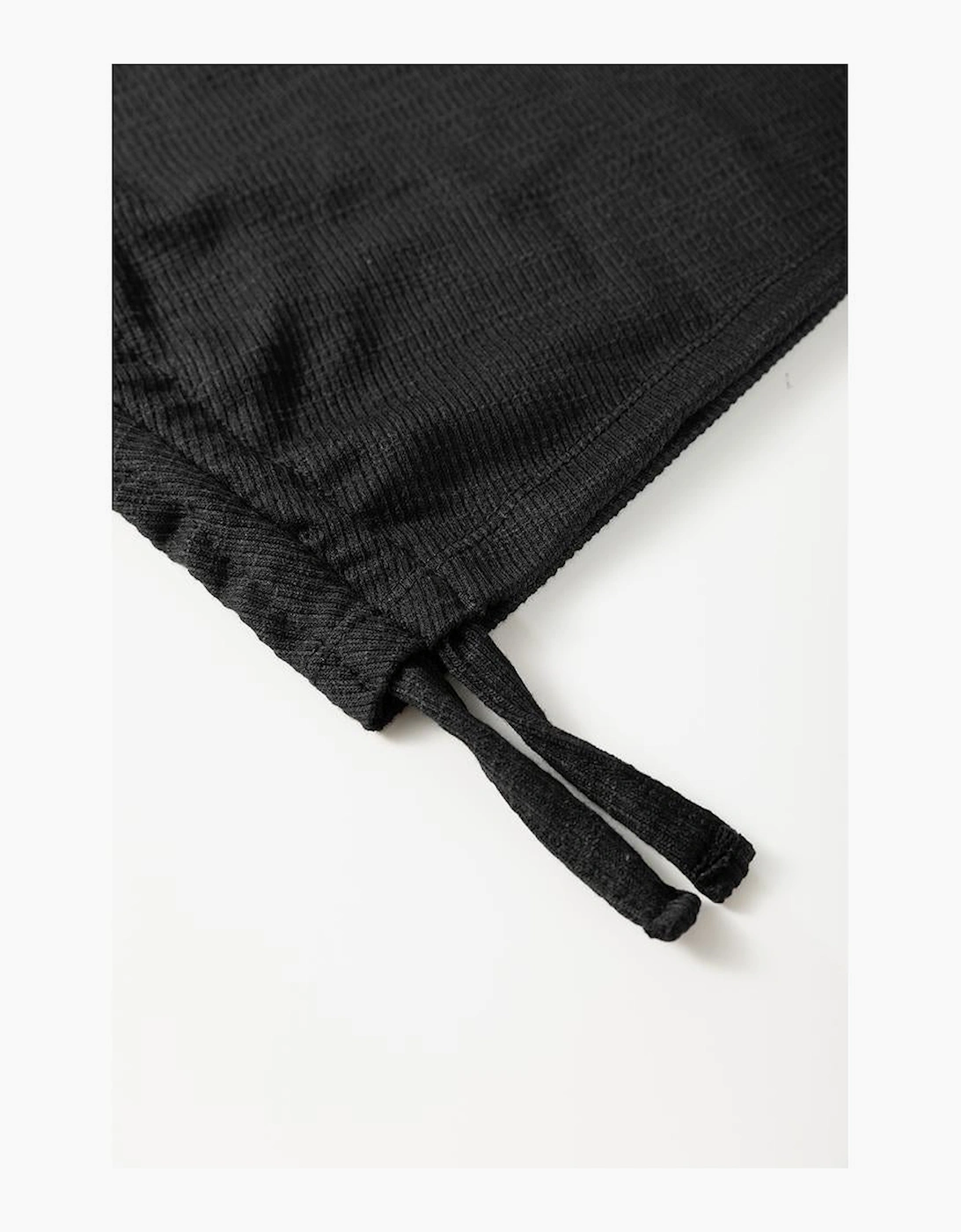 Black Racerback Ribbed Knit Drawstring Bodycon Dress