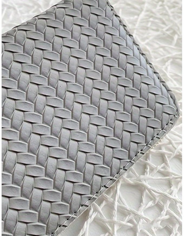 Medium Grey Woven Textured Zip Around Long Wallet