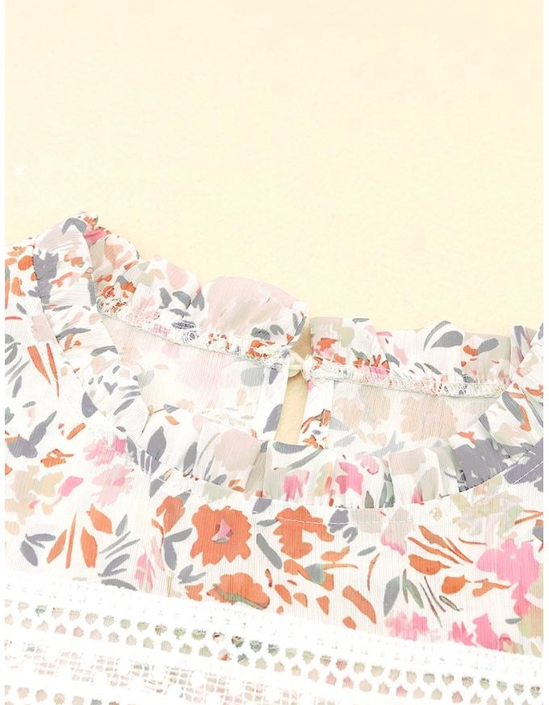 Multicolor Floral Print Wide Ruffle Sleeves Blouse