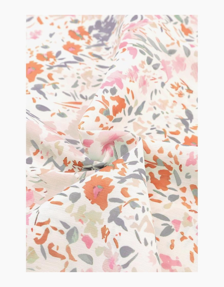 Multicolor Floral Print Wide Ruffle Sleeves Blouse
