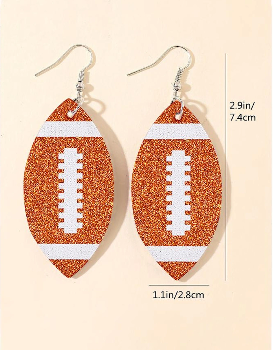 Grapefruit Orange Sequin Rugby Drop Earrings