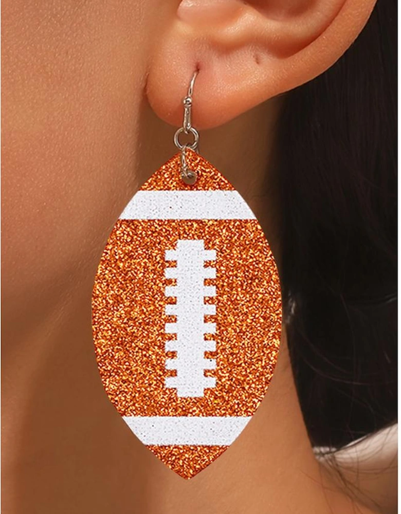 Grapefruit Orange Sequin Rugby Drop Earrings