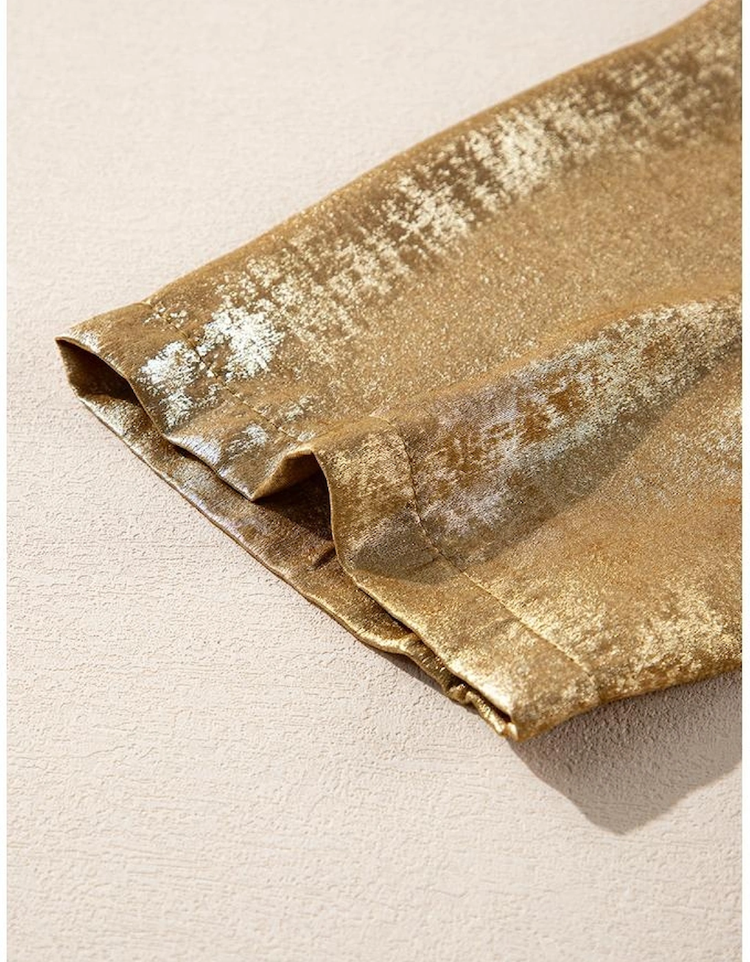 Gold Metallic Luster Crewneck Mini T-Shirt Dress