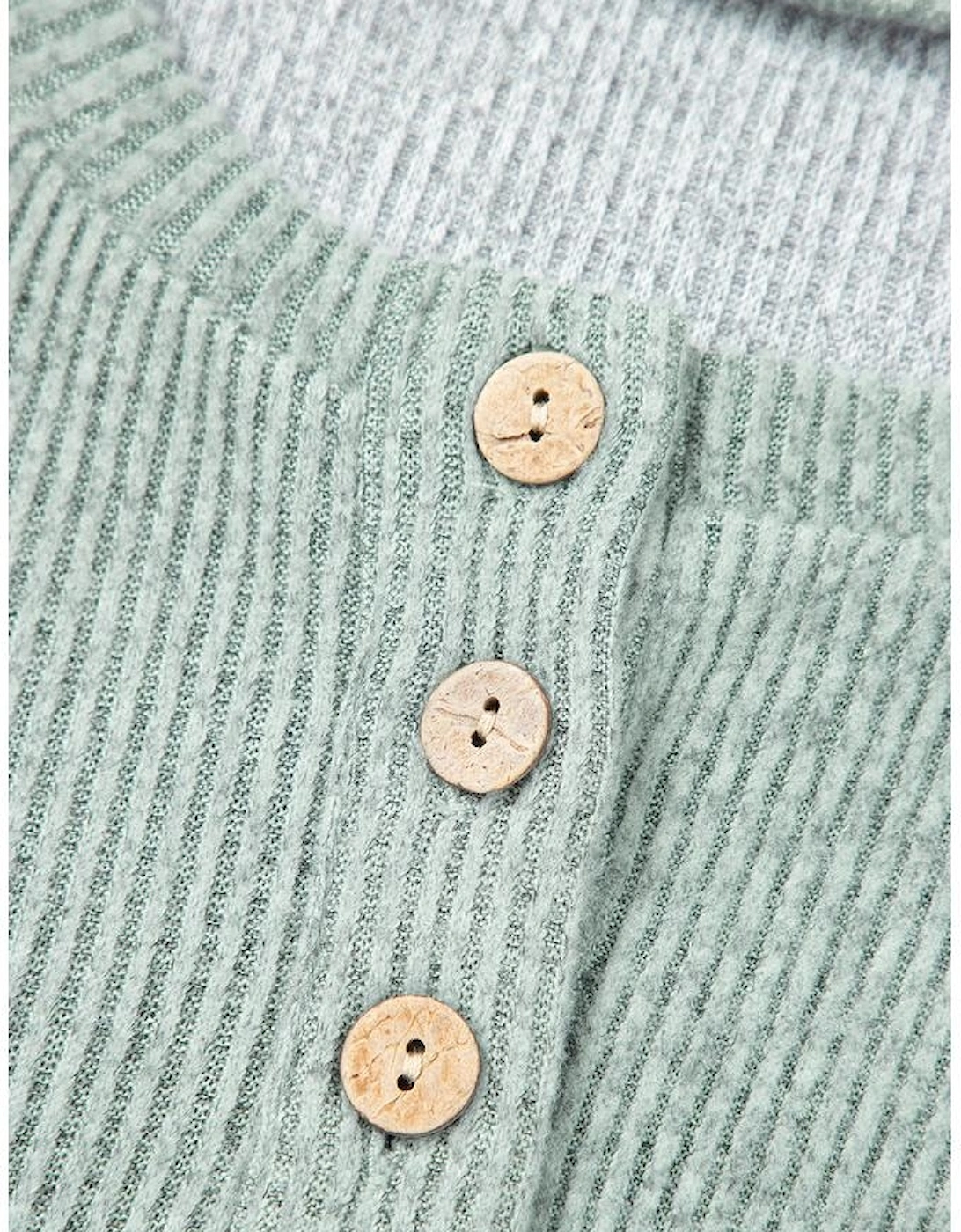 Light Grey Color Contrast Ribbed Loose Fit Long Sleeve Top