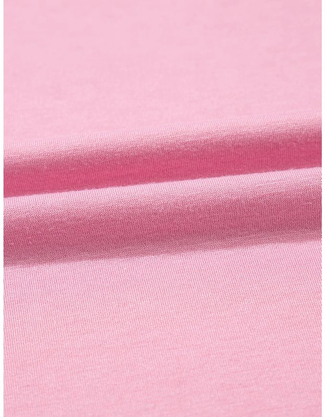 Pink Solid Color T-shirt High Waist Pocketed Long Dress