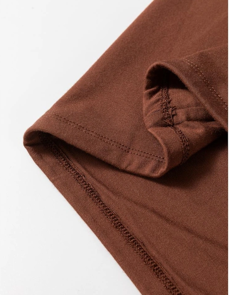 Coffee Solid Color U Neck Slim Fit Tank Top