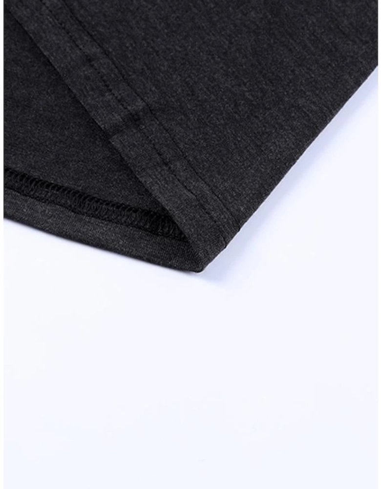 Black Striped Leopard Patchwork Long Sleeve Mini Dress