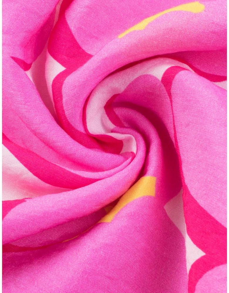 Rose Floral Print Square Neck Empire Waist Flowy Dress