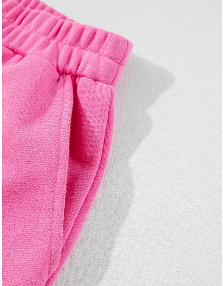 Sachet Pink High Low Patchwork Long Sleeve Top and Shorts Set