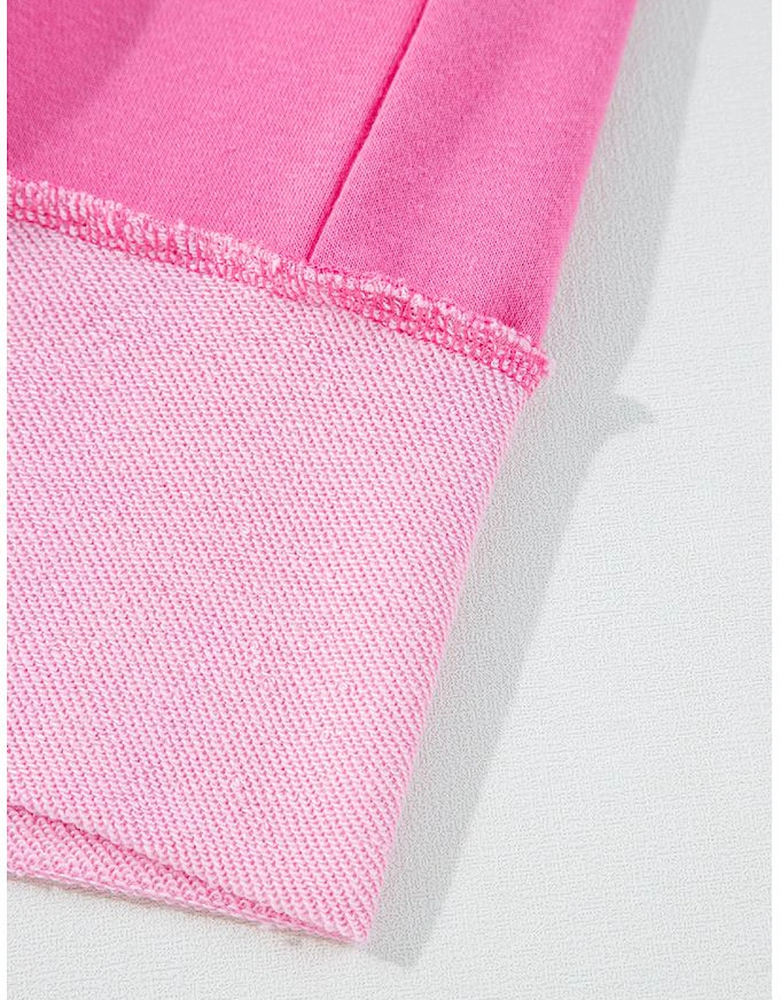 Sachet Pink High Low Patchwork Long Sleeve Top and Shorts Set