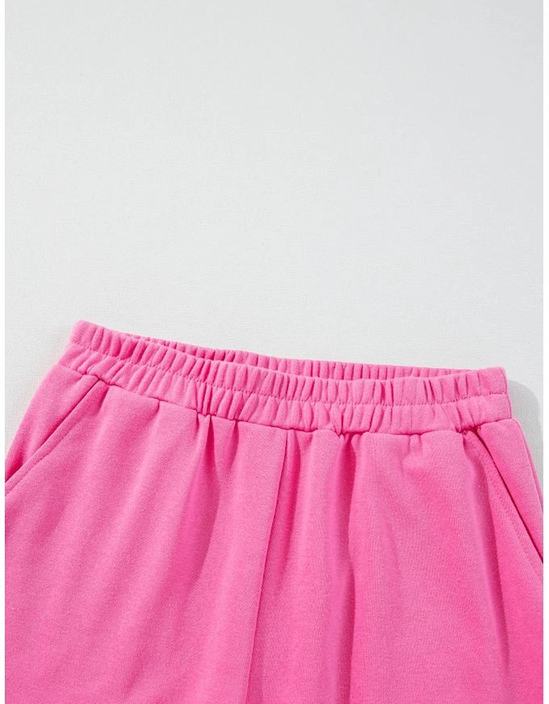 Sachet Pink High Low Patchwork Long Sleeve Top and Shorts Set